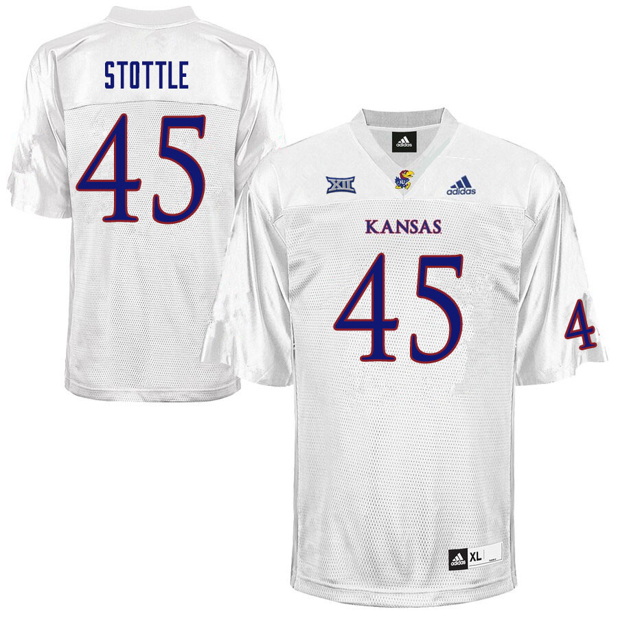Men #45 Tyler Stottle Kansas Jayhawks College Football Jerseys Sale-White - Click Image to Close